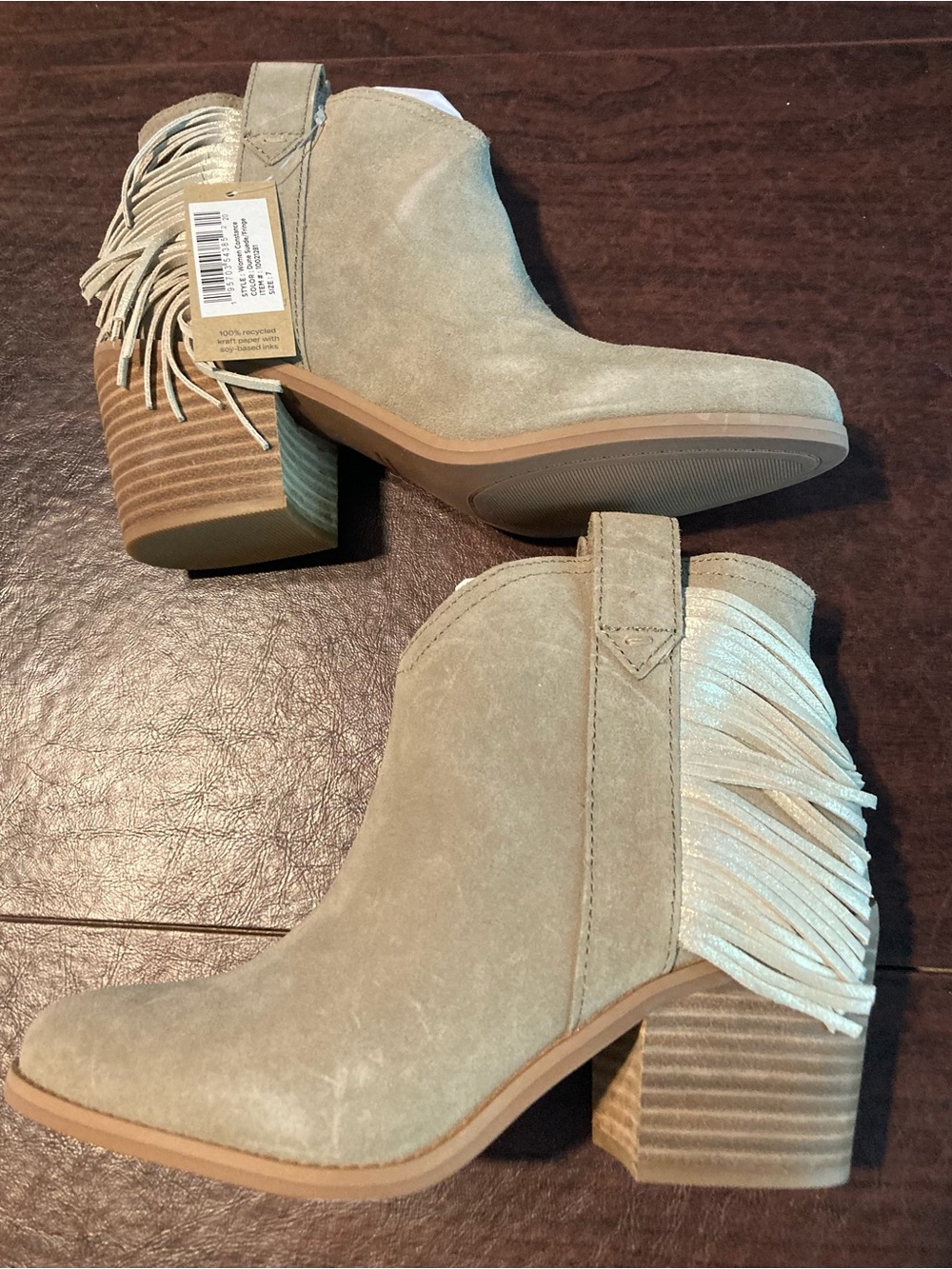 NIB TOMS Constance Suede Fringe Bootie 7 - Picture 2 of 6